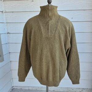WILLIS & GEIGER Military Green Weave XL Mens Half Zip Pullover Mechanic Sweater